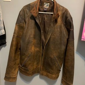 DISTRESSED BROWN LEATHER KENZIE JACKET